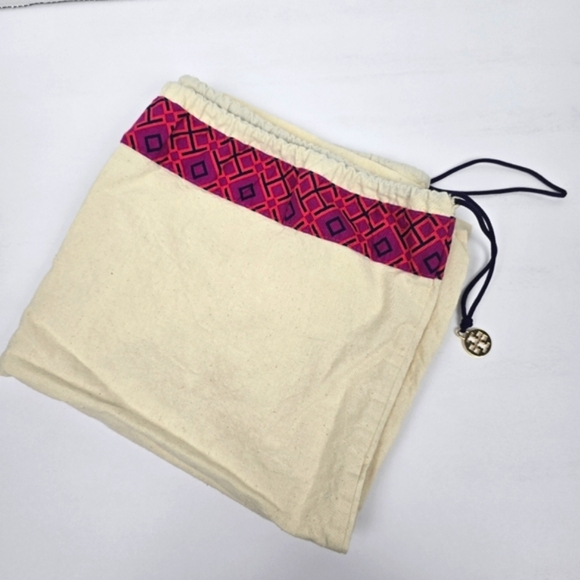 Tory‎ Burch Dust Bag 19×20 Cream Pink Purple Drawstring Protective - Picture 1 of 10